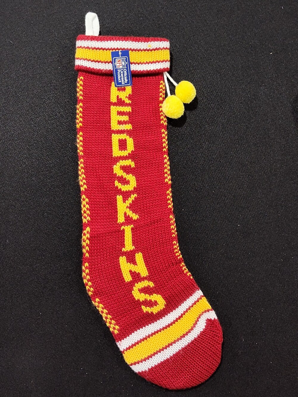 NFL Washington Redskins Knit Striped Christmas Stocking w/ Hanging Loop, NWT